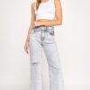 High-Rise Wide-Leg Jeans – Acid Grey Wash