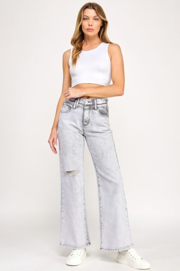 High-Rise Wide-Leg Jeans – Acid Grey Wash