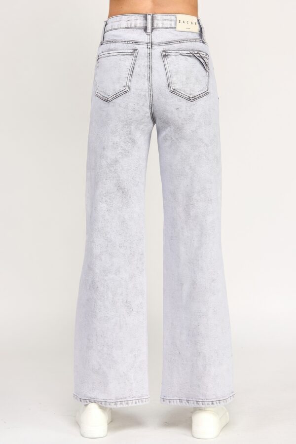High-Rise Wide-Leg Jeans – Acid Grey Wash