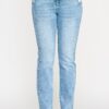 High-Rise Straight Jeans with Buttoned Pocket