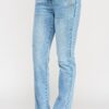 High-Rise Straight Jeans with Buttoned Pocket