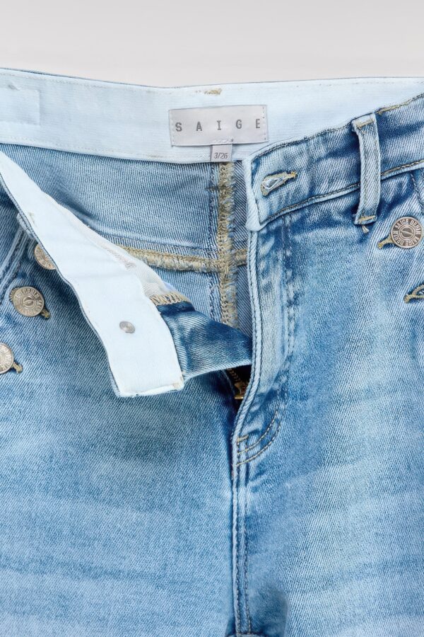 High-Rise Straight Jeans with Buttoned Pocket