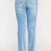 High-Rise Straight Jeans with Buttoned Pocket