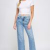 High-Rise Dad Jeans with Fringe Waistband