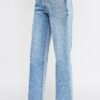 High-Rise Dad Jeans with Fringe Waistband