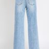 High-Rise Dad Jeans with Fringe Waistband