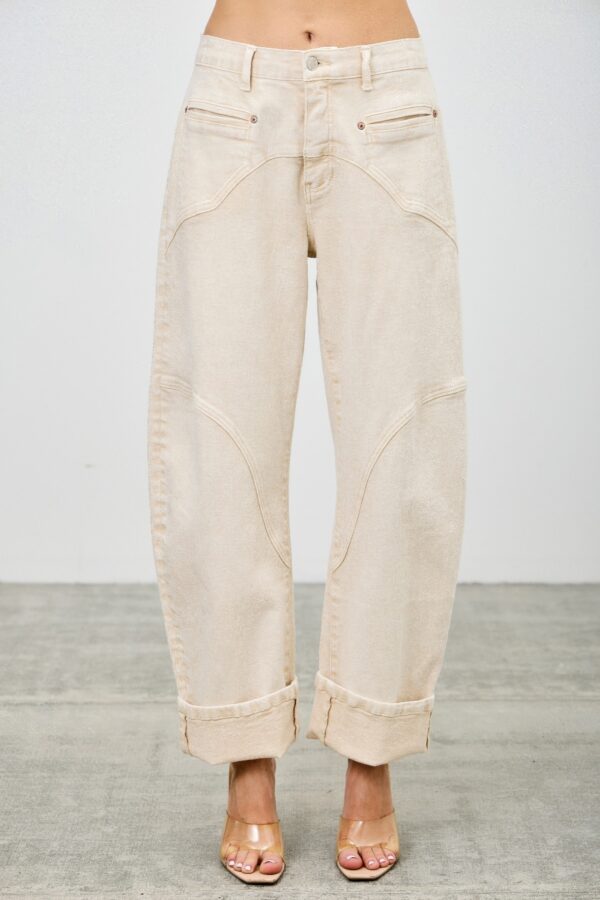 High-Rise Western-Print Barrel-Leg Jeans