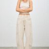 High-Rise Western-Print Barrel-Leg Jeans