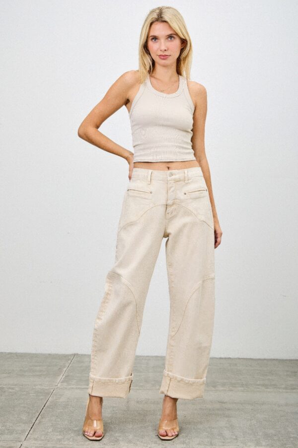 High-Rise Western-Print Barrel-Leg Jeans