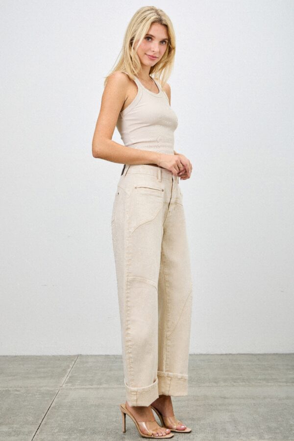 High-Rise Western-Print Barrel-Leg Jeans