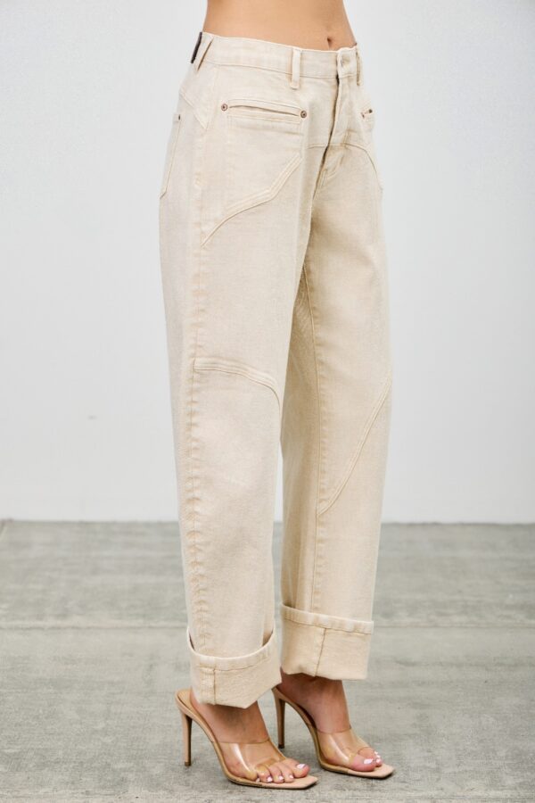 High-Rise Western-Print Barrel-Leg Jeans