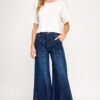 High-Rise Wide-Leg Jeans with Button Side Slits