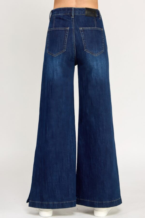 High-Rise Wide-Leg Jeans with Button Side Slits