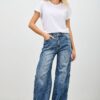 High-Rise Wide-Leg Jeans with Snap Side Buttons