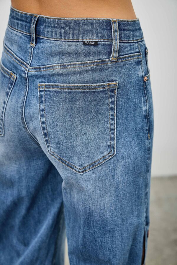 High-Rise Wide-Leg Jeans with Snap Side Buttons
