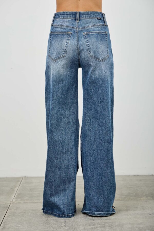 High-Rise Wide-Leg Jeans with Snap Side Buttons