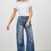 High-Rise Wide-Leg Jeans with Snap Side Buttons