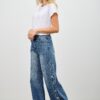 High-Rise Wide-Leg Jeans with Snap Side Buttons