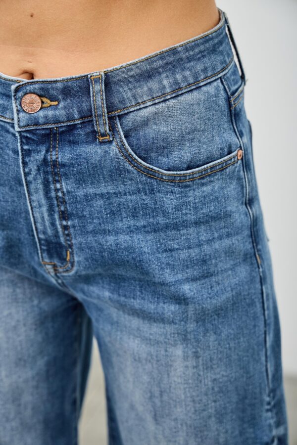 High-Rise Wide-Leg Jeans with Snap Side Buttons