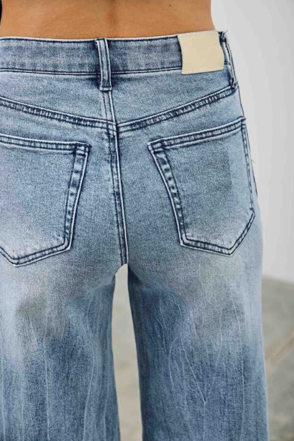 High-Rise Contrast Wide-Leg Jeans with Ribbon Tie