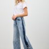 High-Rise Contrast Wide-Leg Jeans with Ribbon Tie
