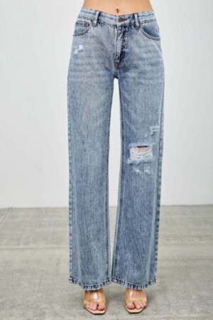 Mid-Rise Relaxed Straight Jeans – Distressed (Plus Size)