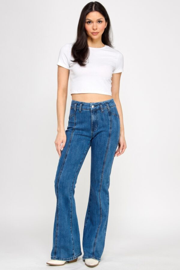 High-Rise Bell Bottom Jeans with Seam Detail