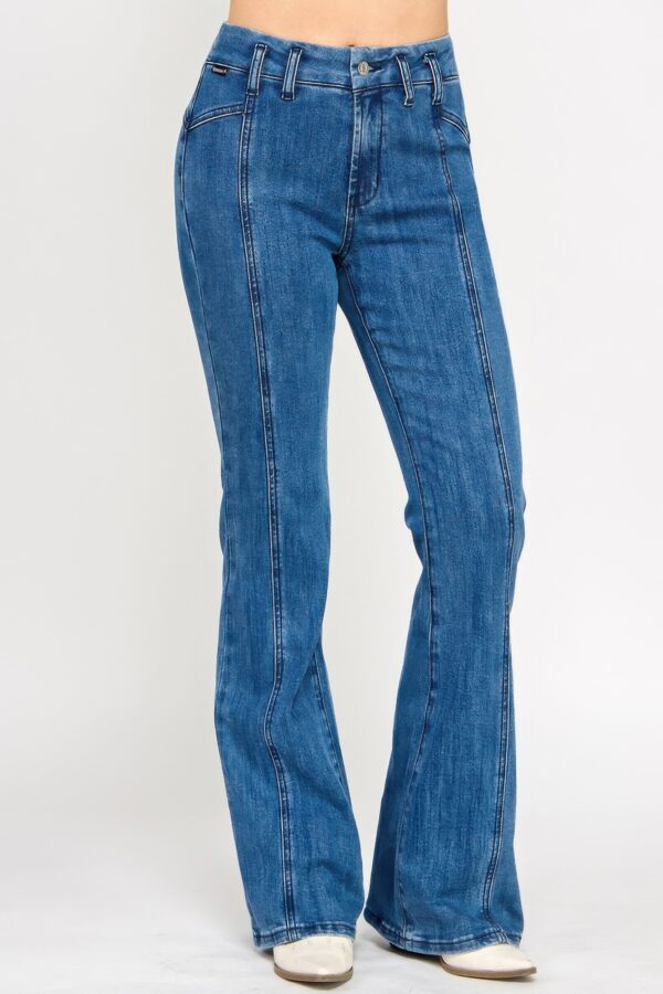 High-Rise Bell Bottom Jeans with Seam Detail