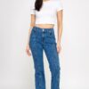 High-Rise Bell Bottom Jeans with Seam Detail