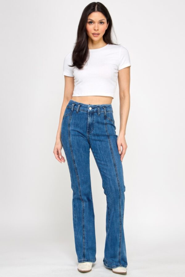 High-Rise Bell Bottom Jeans with Seam Detail