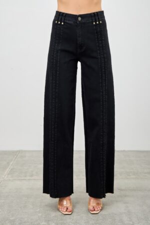 High-Rise Straight Jeans with Front Pleat