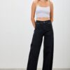 High-Rise Straight Jeans with Front Pleat