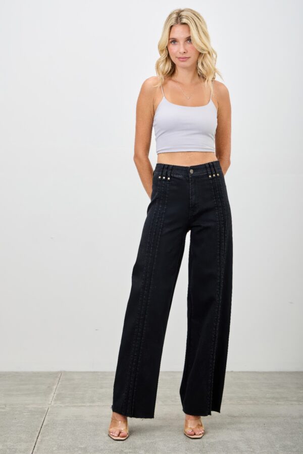 High-Rise Straight Jeans with Front Pleat