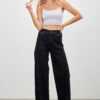 High-Rise Straight Jeans with Front Pleat