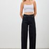 High-Rise Straight Jeans with Front Pleat