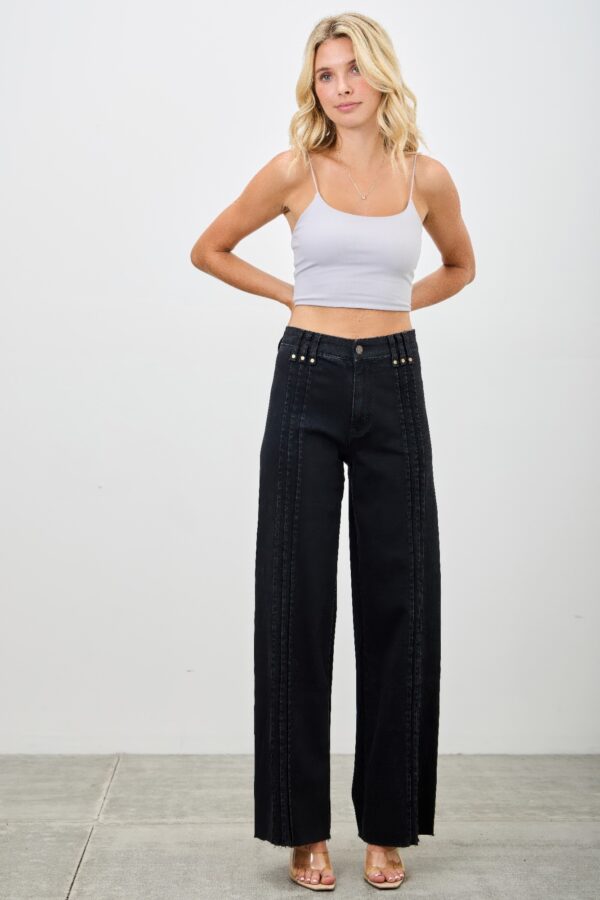 High-Rise Straight Jeans with Front Pleat