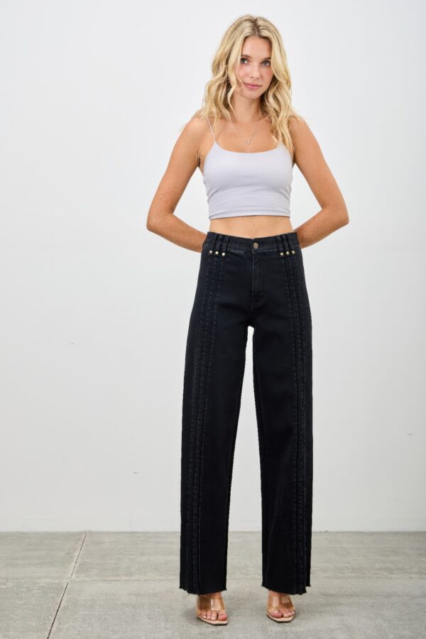 High-Rise Straight Jeans with Front Pleat