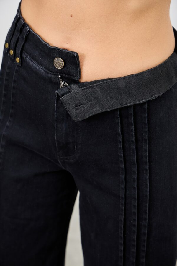 High-Rise Straight Jeans with Front Pleat