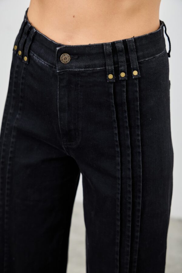 High-Rise Straight Jeans with Front Pleat