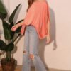 Boat-Neck Washed Poly-Silk Caftan Top – Made in USA