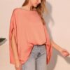 Boat-Neck Washed Poly-Silk Caftan Top – Made in USA
