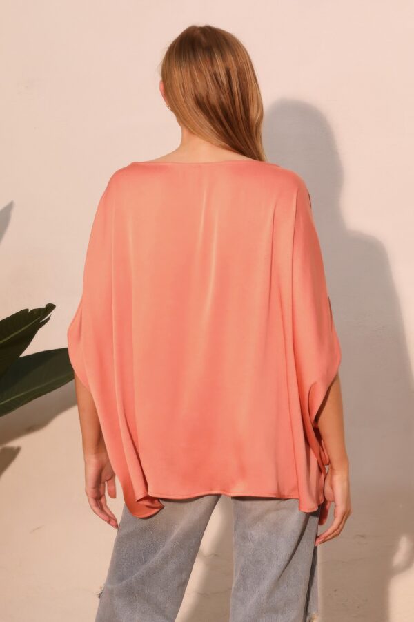 Boat-Neck Washed Poly-Silk Caftan Top – Made in USA