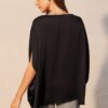 Boat-Neck Caftan Top in Washed Poly Silk – Made in USA
