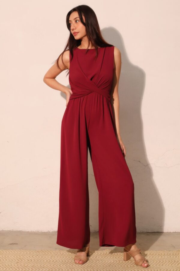 Textured Twist-Front Wide-Leg Jumpsuit – Made in USA