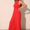 Textured Twist-Front Jumpsuit with Wide-Leg Silhouette