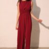 Textured Twist-Front Wide-Leg Jumpsuit – Made in USA