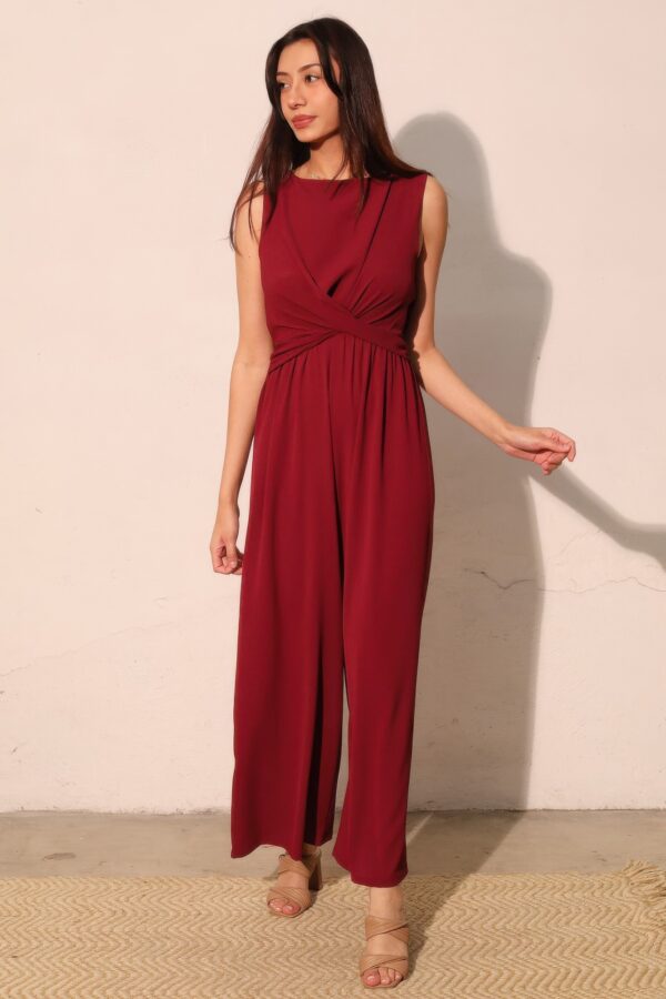 Textured Twist-Front Wide-Leg Jumpsuit – Made in USA