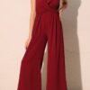 Textured Twist-Front Wide-Leg Jumpsuit – Made in USA