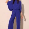 Mock-Neck Textured Caftan Jumpsuit – Made in USA