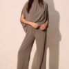 Mock-Neck Textured Caftan Jumpsuit – Made in USA